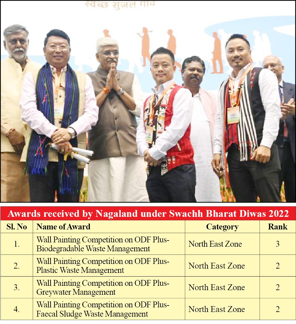 Nagaland representatives with others during the Swachh Bharat Diwas celebration at Vigyan Bhawan, New Delhi on October 2.